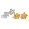 Brincos Yiyi Transfronteiriços de Aço Inoxidável com Textura Retrô de Flor, Banhados a Ouro 18K, Moda Europeia e Americana, Brincos Versáteis que Preservam a Cor para Mulheres