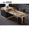 Mesa de ilha de luxo em mármore e mesa de jantar integradas para uso doméstico, mesa de jantar italiana extensível de luxo em pedra, atacado direto da fábrica