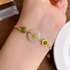 Pulseira estilo antigo de Jade Natural feminina super fada estilo Chinês cabaça Fu Lu pulseira da saúde folheada a 18K fecho de segurança feminina