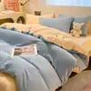 Juego de Cama Antiestático de Leche Polar Cuatro Piezas Engrosado Polar Coral Felpa de Doble Cara Funda Nórdica Sábana de Franela Juego de Tres Piezas