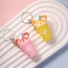 Venta caliente de verano helado té con leche taza llavero accesorios lindo dona taza de té con leche colgante para bolsa muñeca