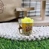 Mini Copo de Pipoca Simulado, Copo de Serragem de Madeira, Artesanato de Plástico, Brinquedos de Comida, Chaveiro, Pequeno Pingente, Brinde Corporativo