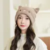Outono e Inverno novo estilo coreano estilo coreano chapéu de pelúcia chapéu fofo com bordado de desenho animado chapéu de malha de inverno chapéu versátil para confinamento