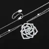 Collar de Camelia de Plata de Ley S925 con Diseño de Rosa Hueca, Doble Cadena, Moissanita, Lujo Ligero, Elegante Collar de Moissanita de Gama Alta