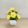 Maceta Simulada de Rosas con 7 Flores, Adornos para Decoración del Hogar y Fotografía, Adornos de Maceta de Rosas para Bodas Transfronterizas