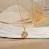Collar de Acero de Titanio con Flor Giratoria de Celebridad de Internet Más Vendido, Diseño de Nicho, Sencillo, Moderno, Estilo Retro, Joyería de Cadena para Clavícula