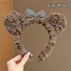 Faixa de cabeça de pelúcia fofa de desenho animado para lavar o rosto de mulheres, acessório de cabelo para outono e inverno, faixa de cabeça de coroa alta, antiderrapante, grampo de cabelo que não cai