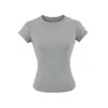 Camiseta Feminina de Gola Redonda com Manga Curta, Ajustada ao Corpo, Estilo Hot Girl, Nova Básica Versátil de Verão 2026, Top Curto Justo