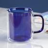 Fornecimento de fábrica doméstico de camada dupla copo de água âmbar cor borossilicato de vidro com alça café da manhã Milk Cup
