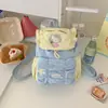 Bolsa Tote Gato Color Block de Bolinhas Manuseada Doce Laço 3D Menina Passeio Casual Bolsa de Ombro Feminina