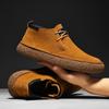 2025 Sapatos de Skate de Cano Médio em Couro Aveludado Botas Martins Zhongbang Sapatos Casuais de Couro Vintage Masculinos Sapatos da Moda com Solado Grosso
