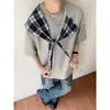 Top de manga curta Camiseta marca da moda design de laço sensação de verão masculino americano retrô gola redonda manga curta nicho solto patch