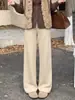 Pantalones Casuales de Pierna Ancha de Cintura Alta Flockados 2026 Otoño Invierno Nuevos de Cintura Alta Sueltos Adelgazantes Perezosos de Lunares Microcampana para Mujer