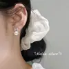 Brincos de Prata Esterlina S925 Nalan com Letra H Cravejada de Diamantes e Pérolas, Luxo Acessível Moda de Nicho Elegantes para o Dia a Dia M08001