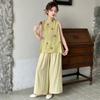 Conjunto Feminino Novo Estilo Chinês Verão 2025 Novo Vestido de Verão Infantil Sem Mangas Estilo Fino Estiloso para Meninas Mais Velhas Hanfu Estilo Chinês