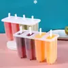 Molde para Helado de 4 Cavidades Molde para Paletas con Tapa para Uso Doméstico, Lindo Molde para Paletas de Hielo Infantil para Helados Caseros y Pasteles de Hielo