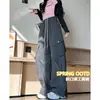 Calça Cargo Nova Outono 2025 Estilo Americano Bolso Inclinado para Mulheres Cintura Média Cordão Solta Efeito Emagrecedor Esportiva Perna Larga