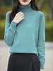 Suéter Grueso de Cuello Alto de Algodón para Mujer 2026 Otoño e Invierno Nuevo Estilo Jersey Holgado Adelgazante Camisa Base de Punto Top para Mujer