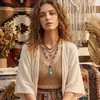 Collar de clavícula en capas estilo bohemio turquesa de moda transfronterizo, lujo ligero con un toque vintage de alta gama, gargantilla de cuentas multicapa