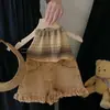Conjunto Infantil 2026 Verão Novo Estilo Moda Infantil Coreana Regata de Gola Halter e Jeans Conjunto de Duas Peças Tendência