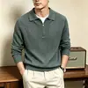 Suéter com Meio Zíper Estilo Old Money para Homens, Novo Outono 2026 Casual de Negócios Luxo Leve High-End Gola Reversível Camisa Base de Tricô