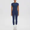 Nueva camiseta de manga corta ajustada de secado rápido con cuello redondo y pantalones deportivos de yoga de cintura alta para mujer, conjunto para correr y fitness al aire libre