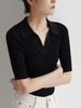 SS STUDIO Commuter Simples Fashionável Gola POLO Suéter de Manga Curta Slim-fit Top Feminino de Verão Slim-fit