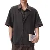 Camisa a Cuadros Estilo Old Money Falsa de Dos Piezas Camiseta de Manga Corta Unisex Verano Nueva Versátil Chaqueta Casual Camisa Holgada