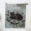 Original Exportación a Japón Morita Estilo Exquisito de Ilustración de Gato Negro Cuento de Hadas Retro Algodón No Retorcido Toalla Pequeña Pañuelo Cuadrado Pequeño