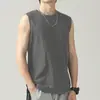 Chaleco deportivo para hombre holgado verano moda marca baloncesto algodón puro fitness sin mangas chaleco Camisa básica sin mangas blanca