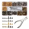 En stock: 240 Juegos de Remaches Doble Cara de Cuatro Colores y Tres Tamaños para Decoración de Cuero Diy, con Kit de Herramientas de Instalación