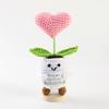 Muñeco de papa positivo de lana tejido a mano terminado, adornos de maceta tejidos, flores artificiales de energía positiva tejidas al crochet y plantas verdes