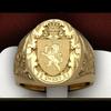 Cao Shih desea anillo de insignia de escudo de león de Corona explosiva en Europa y Estados Unidos chapado en cobre oro sello real anillo para hombre