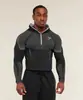 Camisa de Running Training Fitness Ciclismo de Secado Rápido con Capucha y Media Cremallera para Hombre, Corte Americano Delgado, Tiburón, Manga Larga