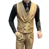 Chaleco de Traje de Doble Botonadura para Hombre, Chaleco de Color Sólido Ajustado para Negocios Casual, Chaleco de Traje de Doble Botonadura para Hombre