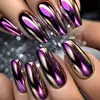 Modelo Mais Vendido no Comércio Exterior: Kit com 24 Unhas Postiças Longas Estilo Ballet, Metálicas Roxo Dourado, Banho Galvânico de Alta Qualidade, para Outono e Inverno, Atacado