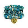 Pulseira Bohemia Multicamadas Mais Vendida Transfronteiriça Personalizada com Contas Turquesa Joia de Turismo Pulseira Europeia e Americana Joia de Comércio Exterior