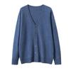 Cardigan Plano de Malha com Gola V para Outono e Inverno, Manga Longa, Casual de Negócios, Botão Único, Caxemira, Jaqueta de Malha Base Nova