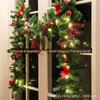 Vime com Frutas Vermelhas de Natal 180cm / 2,7m Decoração de Natal Vermelha Criptografada Vime para Porta Decoração de Vime para Porta Pinhas