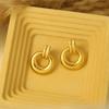 Pendientes geométricos redondos de acero inoxidable transfronterizos de Europa y Estados Unidos para mujer, pendientes circulares de oro de 18 quilates con personalidad de moda que no se decoloran