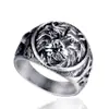 Anillo de joyería de moda europeo y americano para comercio exterior, anillo dominante de cabeza de león de acero inoxidable, anillo de acero de titanio, joyería al por mayor