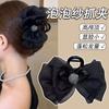 Grampo de cabelo de laço de cetim vintage feminino elegante e baixo, clipe de pontail para trás, grampo de cabelo para cabeça