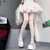 Meia-calça Lolita Branca de Seda com Tira Cruzada Feminina de Verão Fina Pura Seda Preta Sexy Punk Hot Girl Meia-calça Listrada