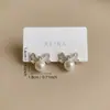 Brincos de laço de renda com pedras tipo diamante estilo francês, brincos versáteis doces e únicos, acessórios de orelha elegantes e sofisticados