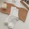 Calcetines para Mujer de Caña Media en Tendencia Primavera y Otoño Estilo Coreano Color Sólido Calcetines de Felpa Blancos JK Estilo Japonés Lindos Calcetines de Verano Delgados