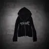 Jaqueta de Strass Estilo Europeu e Americano, Cardigan Moletom Vintage com Zíper e Letras, Novo Moletom Transfronteiriço, Atacado Transfronteiriço Europeu e Americano