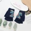 Luvas com Tampa Flip Infantil Desenho Animado Fofas Outono e Inverno Luvas de Meio Dedo para Meninos e Meninas Estudantes Escrita à Prova de Frio Luvas Quentes de Cinco Dedos