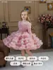Ropa infantil transfronteriza, vestido de pastel de un hombro, vestido de princesa para fiesta de cumpleaños infantil, vestido festivo para anfitrión de actuación