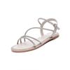Sandalias de Strass para Mujer de Celebridad de Internet Verano 2026, Tallas 32-42, Versátiles Casuales con Punta Abierta, Planas, Suela Fina, Sandalias Romanas
