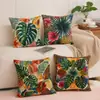 Funda de almohada tropical de lino sintético estilo europeo y americano, funda para cojín de sofá de sala de estar, funda de almohada decorativa estilo étnico